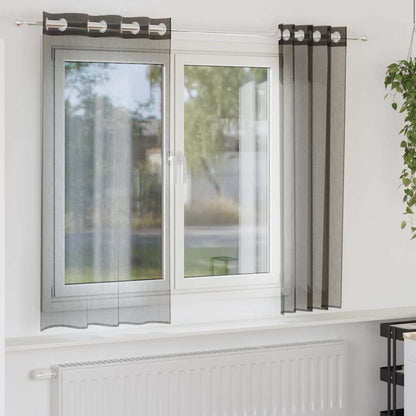 Voile Vorhänge 2 Stk. Schwarz