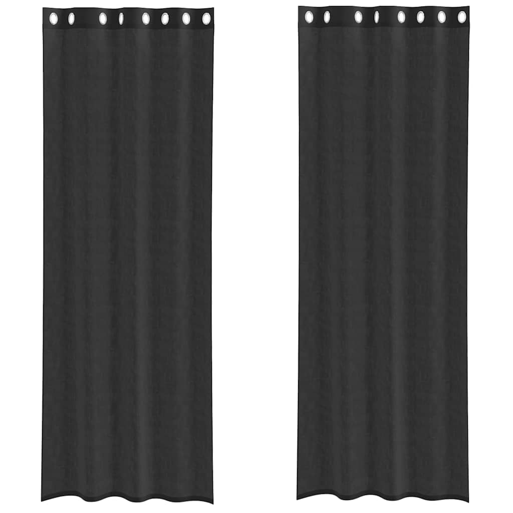 Voile Vorhänge 2 Stk. Schwarz