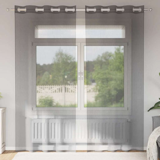Voile Vorhänge 2 Stk. Dunkelgrau