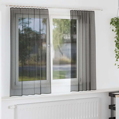 Voile Vorhänge 2 Stk. Schwarz