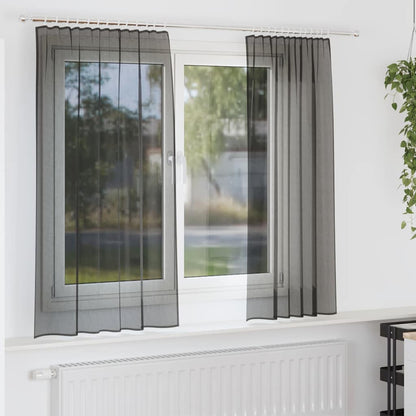 Voile Vorhänge 2 Stk. Schwarz