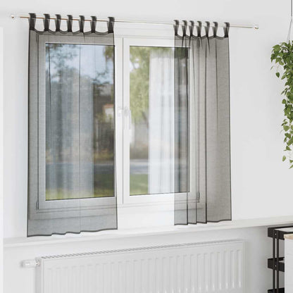 Voile Vorhänge 2 Stk. Schwarz