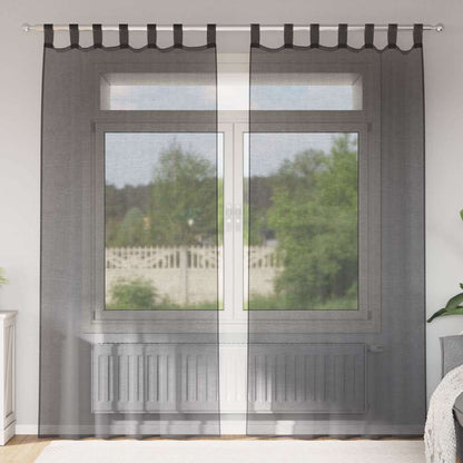 Voile Vorhänge 2 Stk. Schwarz