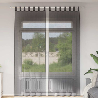 Voile Vorhänge 2 Stk. Schwarz