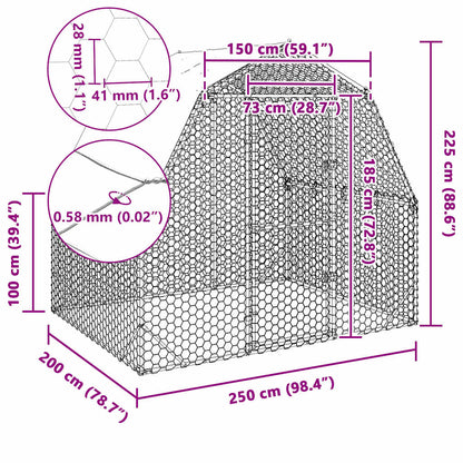 Hühnerstall 2,5X2X2,25 M Verzinkter Stahl