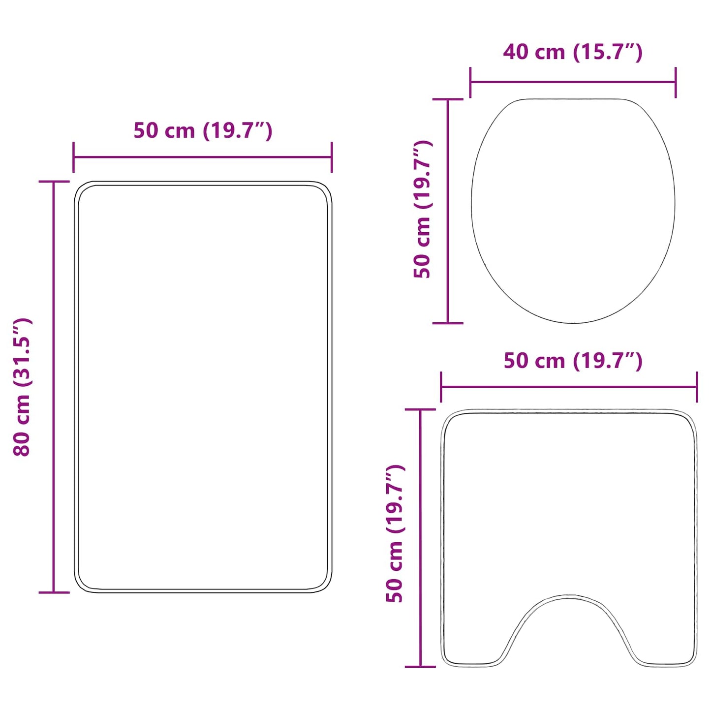 Anti-Rutsch Badematten-Set 3 Pcs Pp