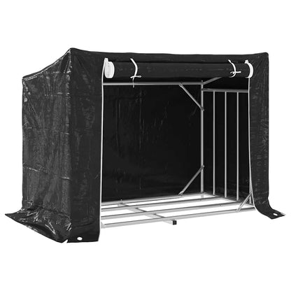 Brennholzregal Mit Regenschutz 151X80,5X110,5 Cm Stahl Verzinkt