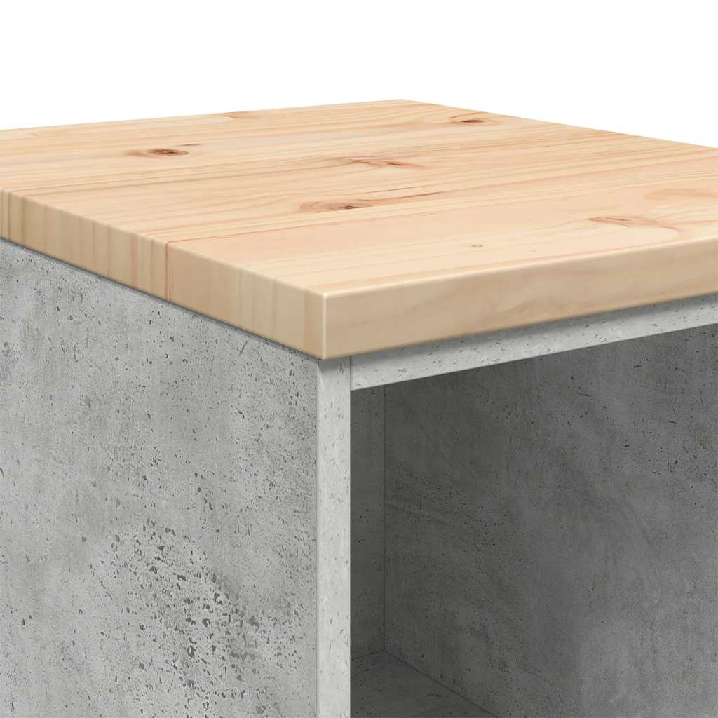 Garagen-Aufbewahrungsschrank Massivholz Kiefer Betongrau