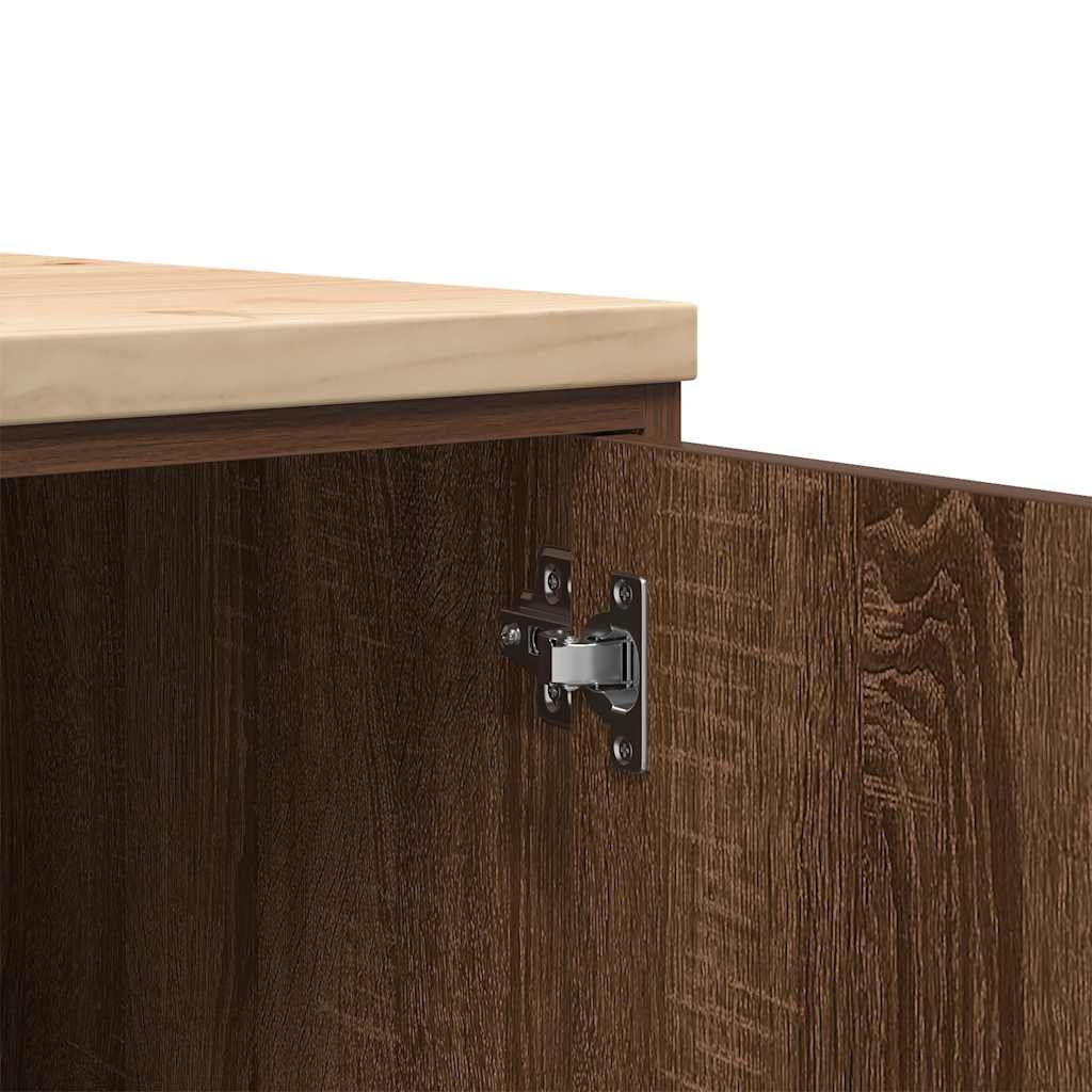 Garagen-Aufbewahrungsschrank Massivholz Kiefer Braune Eiche