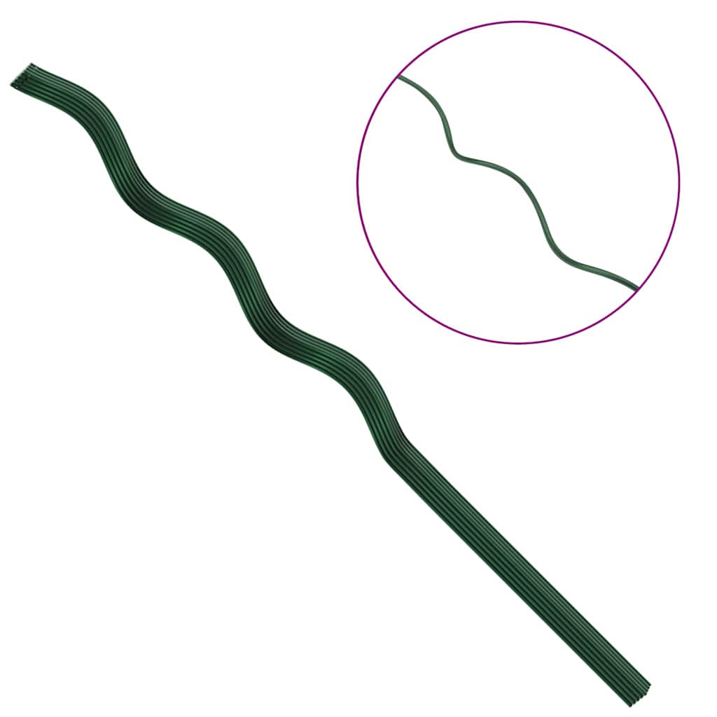 Pflanzenstütze 20 Pcs Grün 110 X 0.6 X 0.6 Cm Stahl Braune Eiche