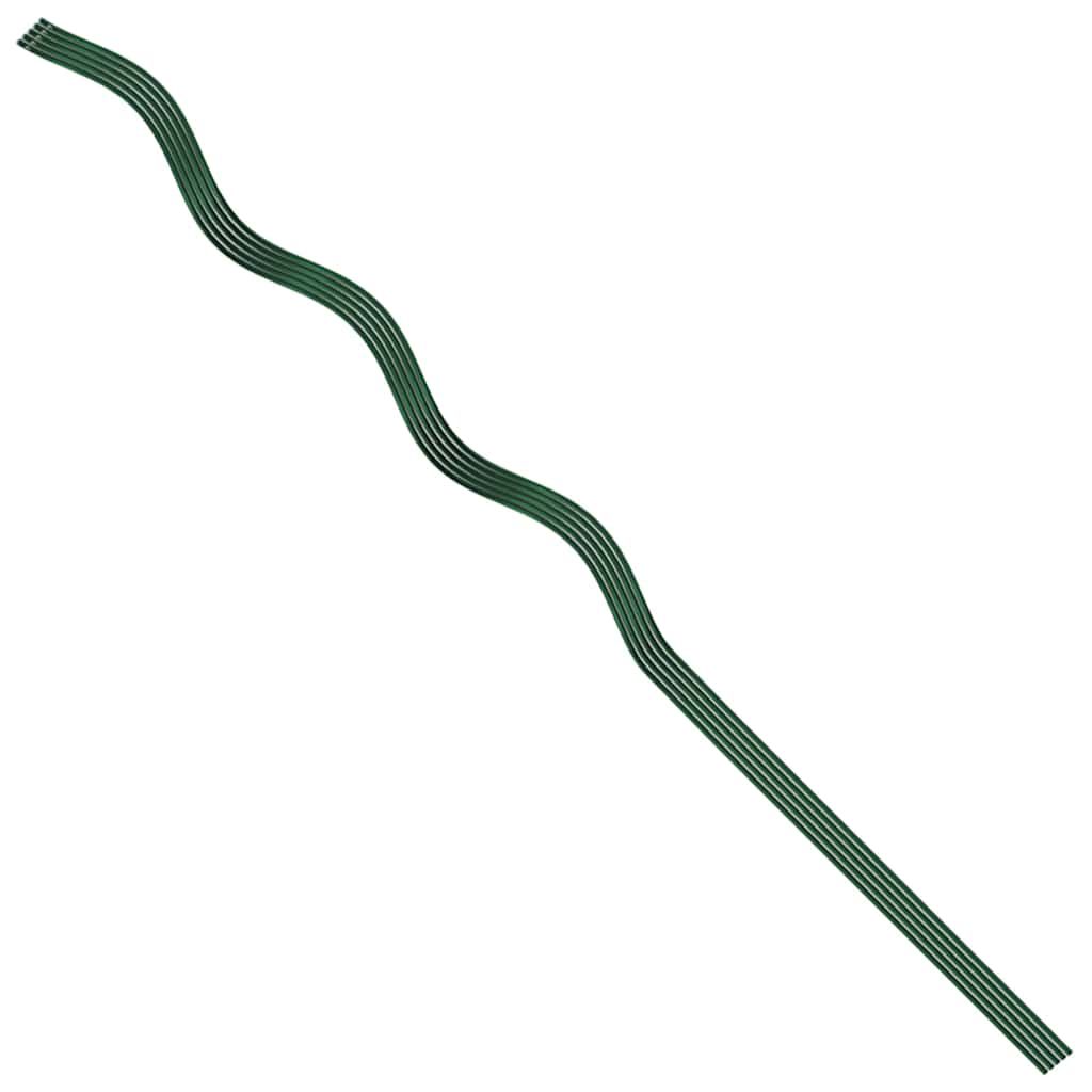 Pflanzenstütze 5 Pcs Grün 110 X 0.6 X 0.6 Cm Stahl Braune Eiche