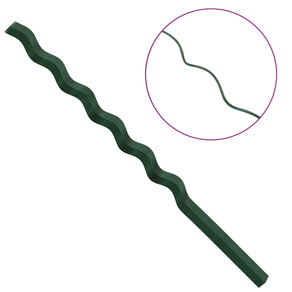 Pflanzenstütze 50 Pcs Grün 110 X 0.6 X 0.6 Cm Stahl Braune Eiche
