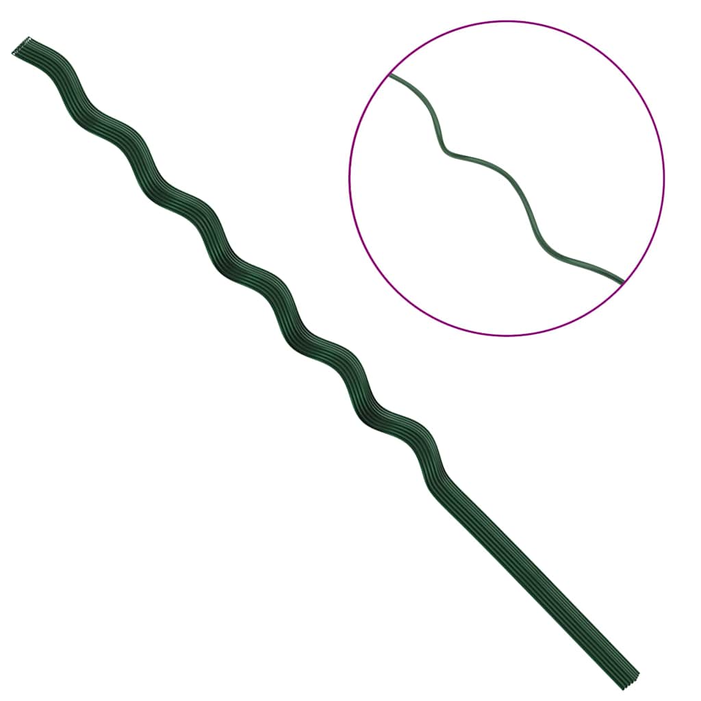 Pflanzenstütze 20 Pcs Grün 110 X 0.6 X 0.6 Cm Stahl Braune Eiche