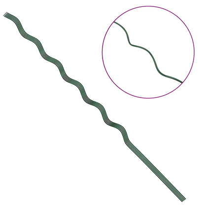 Pflanzenstütze 5 Pcs Grün 110 X 0.6 X 0.6 Cm Stahl Braune Eiche