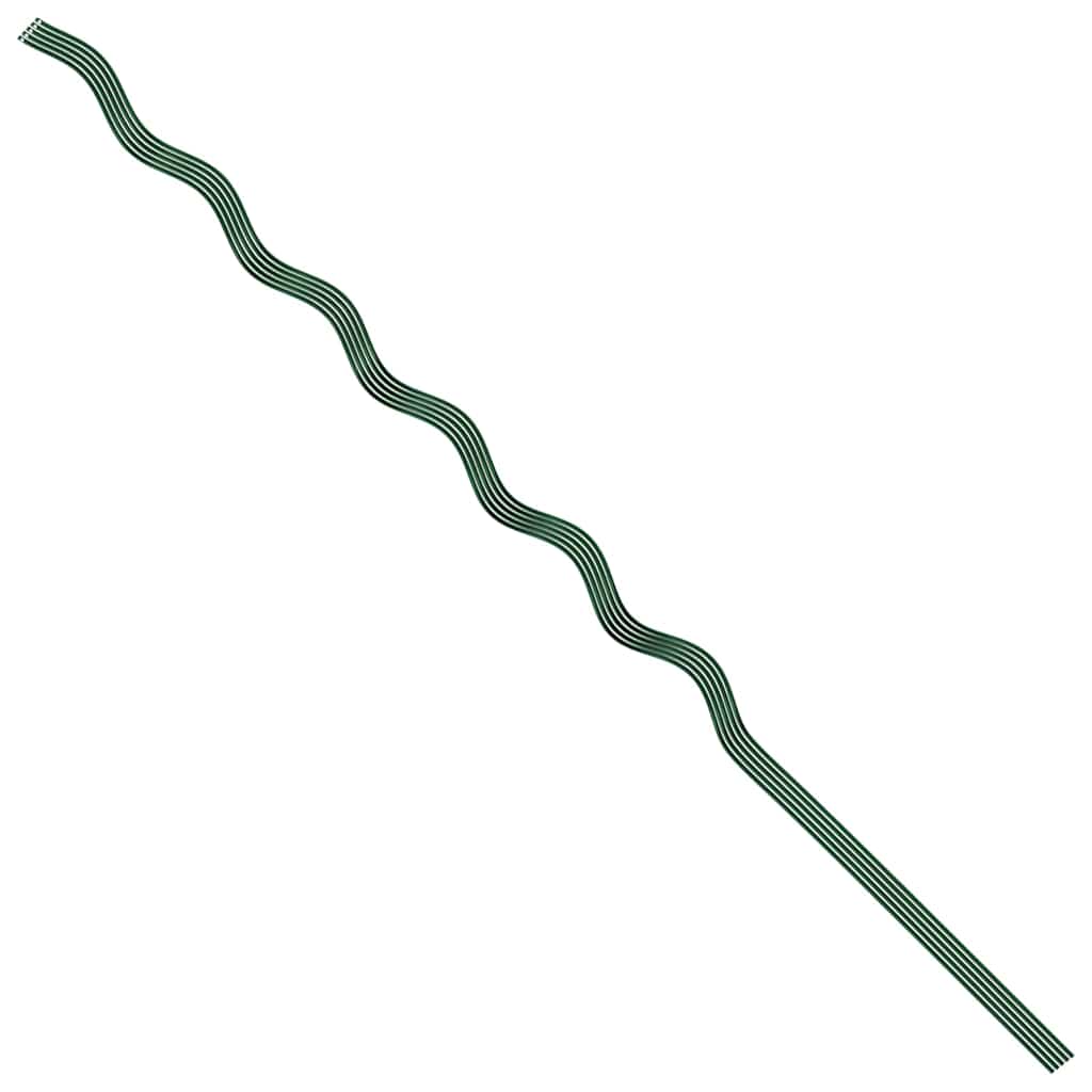 Pflanzenstütze 5 Pcs Grün 110 X 0.6 X 0.6 Cm Stahl Braune Eiche