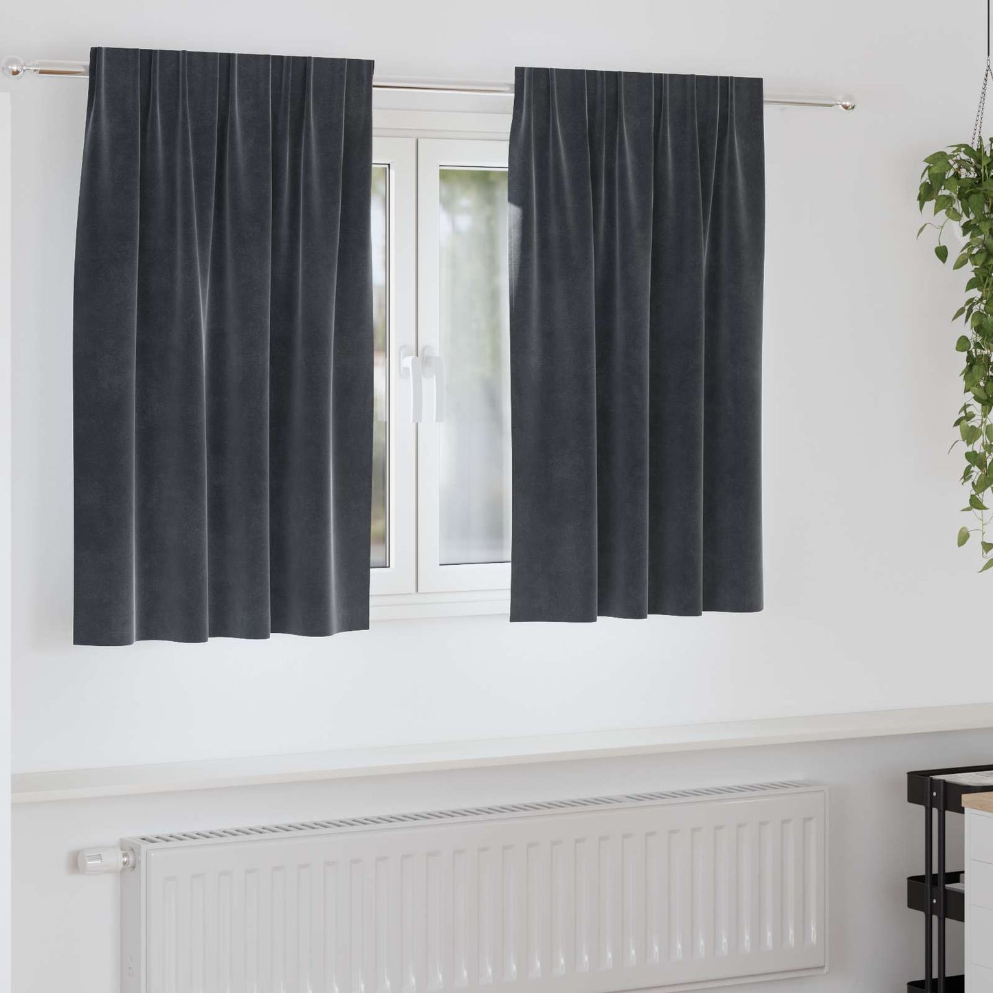 Verdunkelungsvorhänge 2 Pcs Samt Dunkelgrau