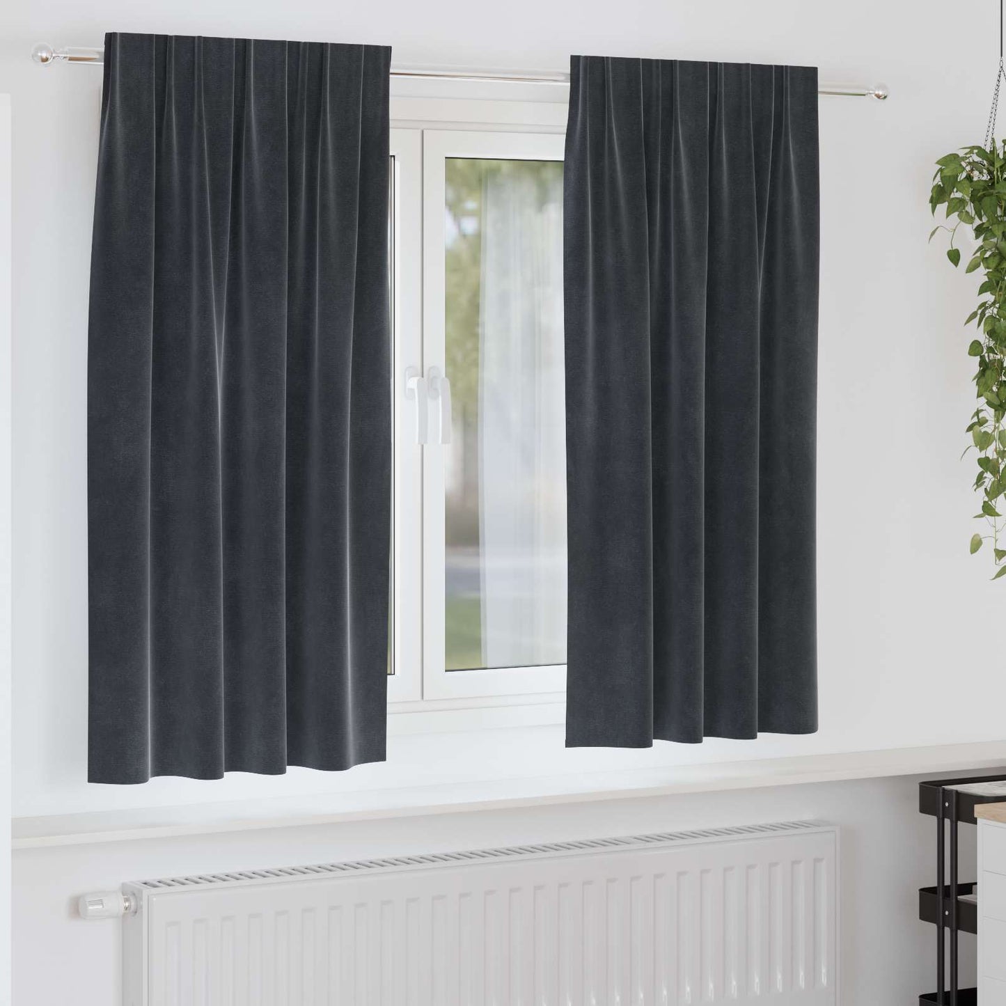 Verdunkelungsvorhänge 2 Pcs Samt Dunkelgrau