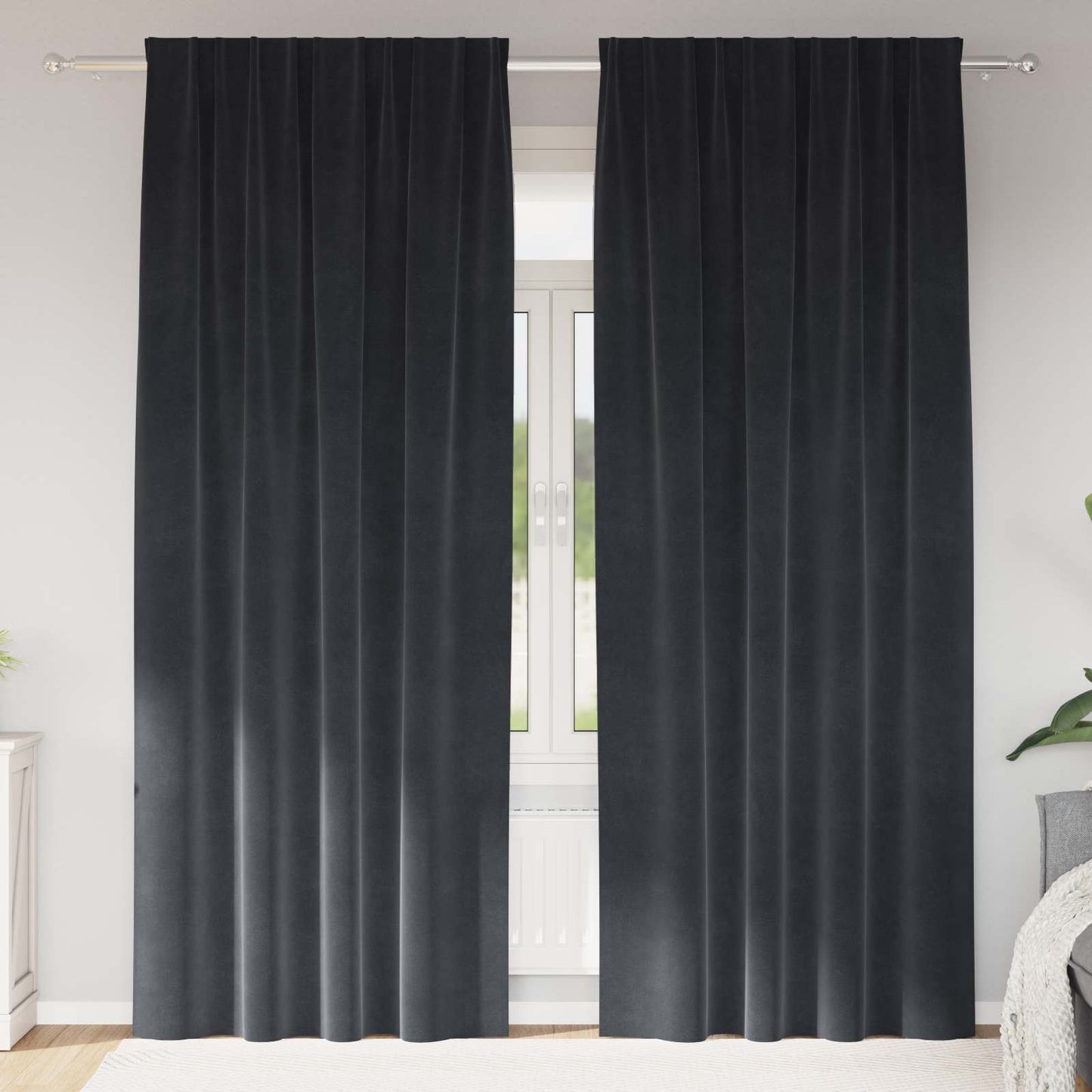 Verdunkelungsvorhänge 2 Pcs Samt Dunkelgrau