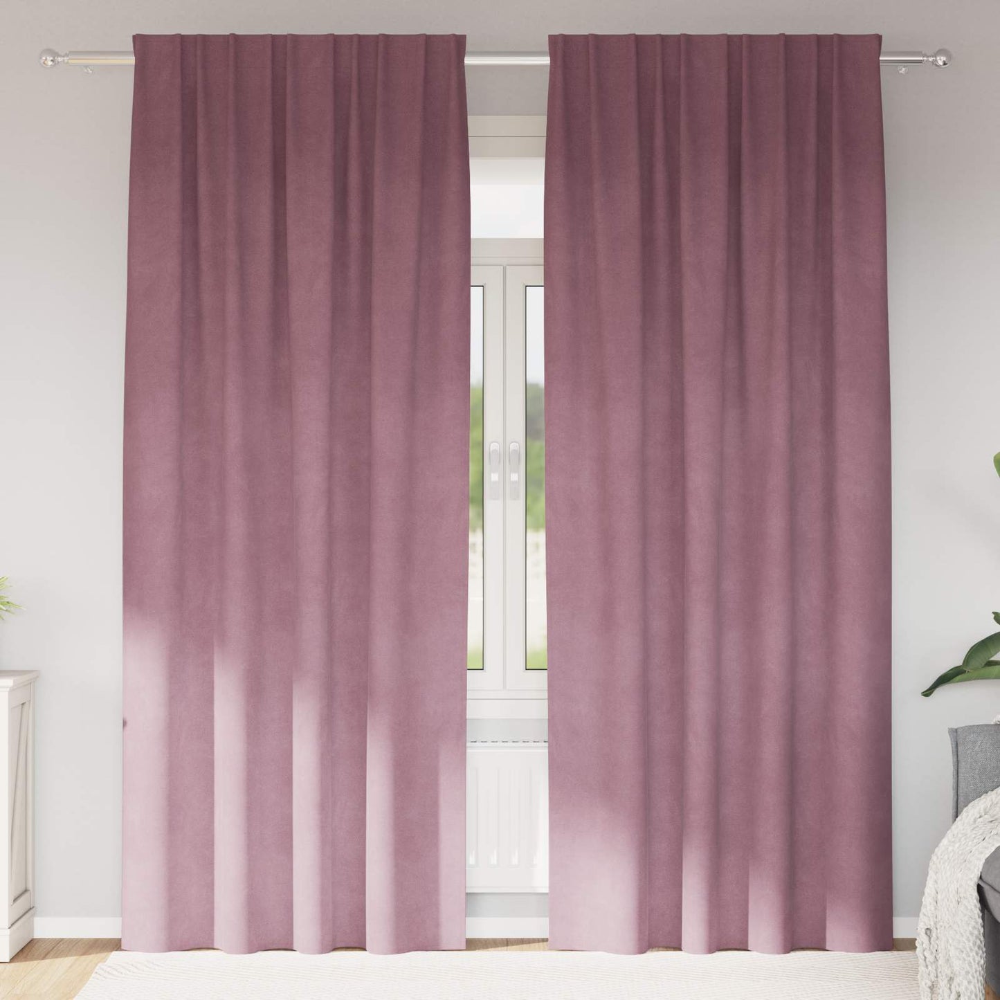 Verdunkelungsvorhänge 2 Pcs Samt Dunkelrosa