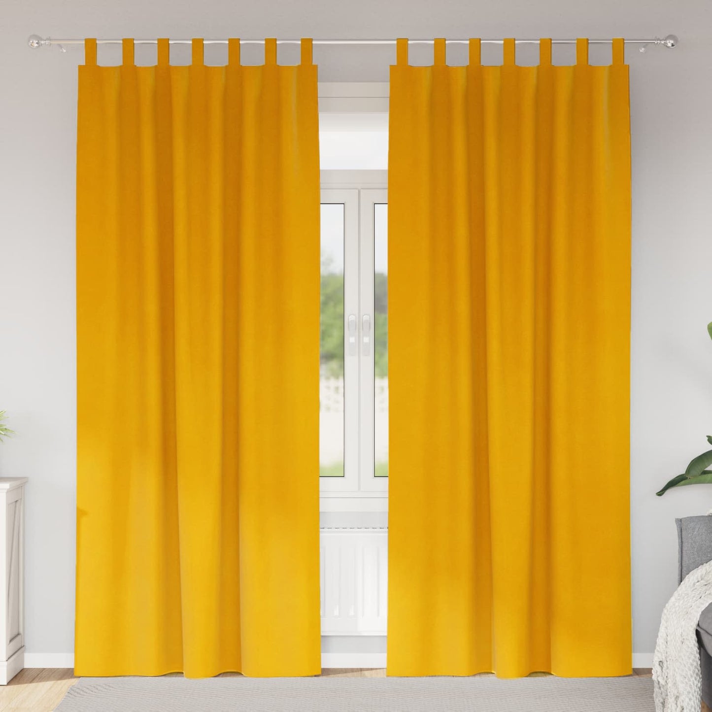 Verdunkelungsvorhänge 2 Pcs Samt Senfgelb