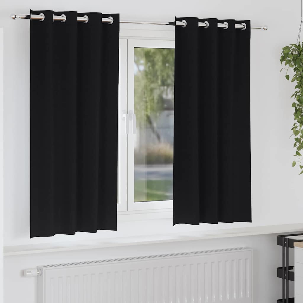 Verdunkelungs-Vorhänge Mit Ringen 2 Pcs 140 X Schwarz