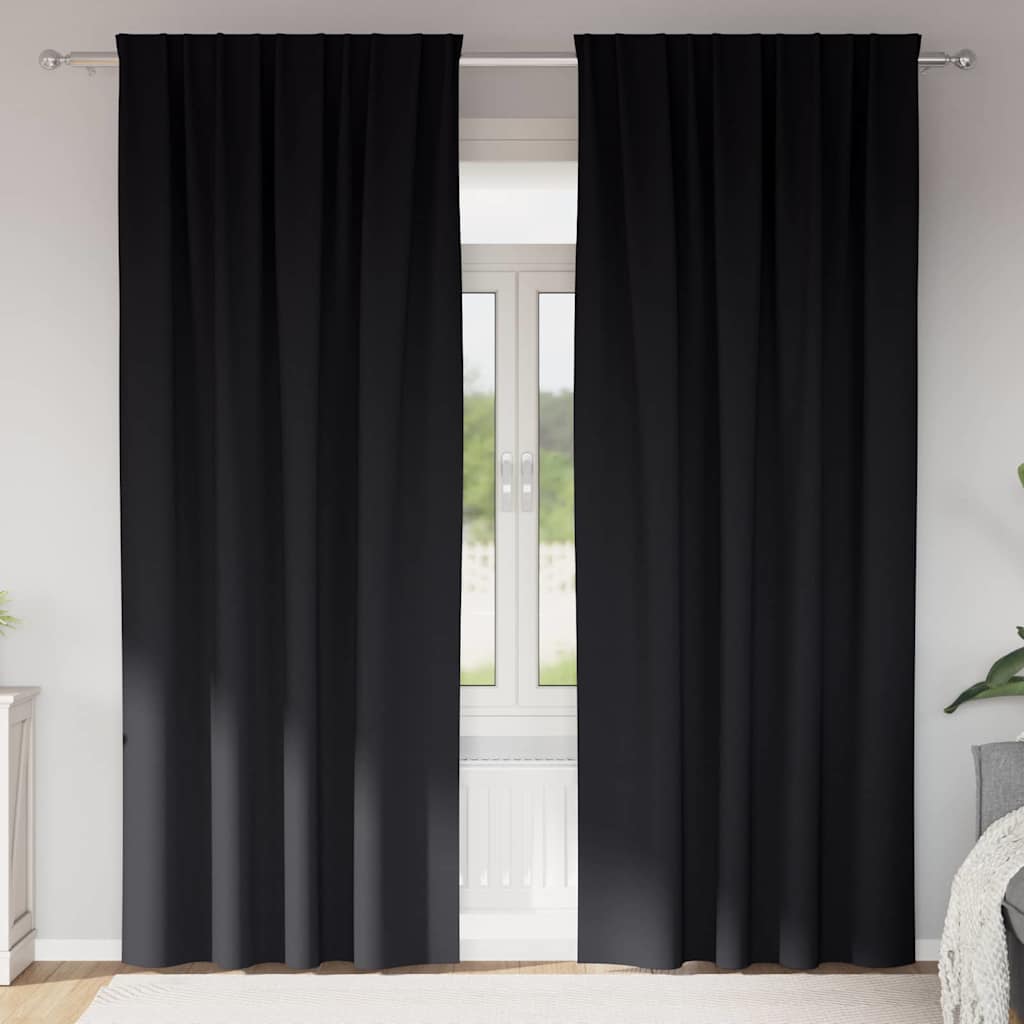 Verdunkelungs-Vorhänge Mit Ringen 2 Pcs 140 X Schwarz