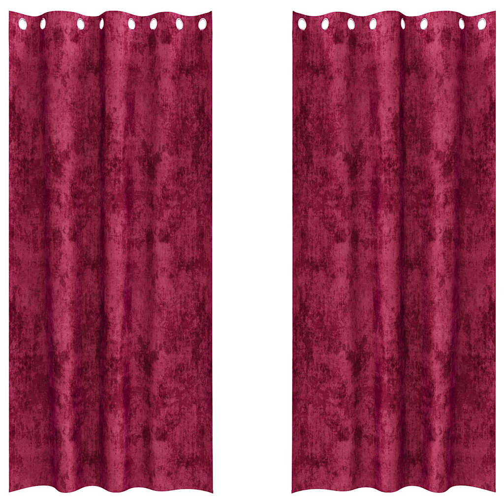 Samtvorhänge Mit Vorhängen 2 Pcs Weinrot 245 X 140 Cm Samt