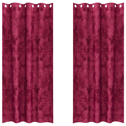 Samtvorhänge Mit Vorhängen 2 Pcs Weinrot 245 X 140 Cm Samt