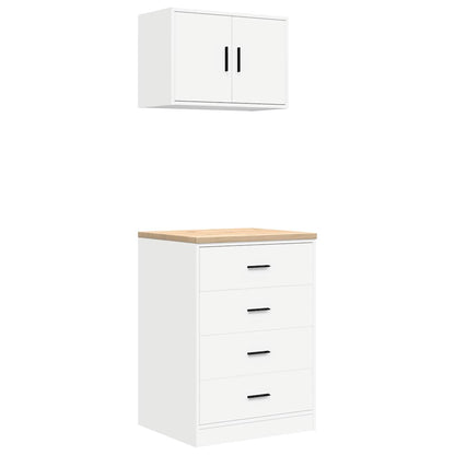 Garagenschränke 2 Stk. Holzwerkstoff Weiß