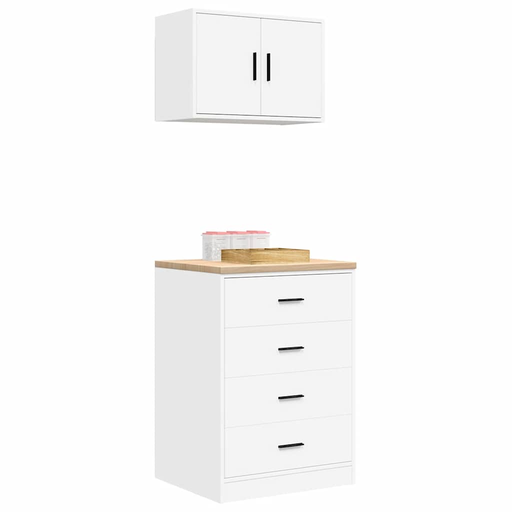 Garagenschränke 2 Stk. Holzwerkstoff Weiß