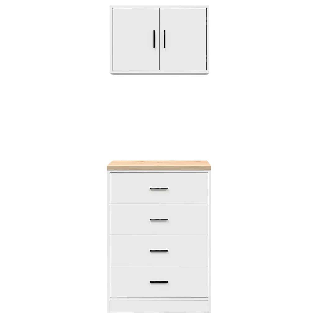 Garagenschränke 2 Stk. Holzwerkstoff Weiß