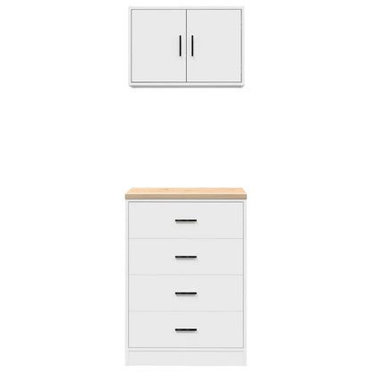 Garagenschränke 2 Stk. Holzwerkstoff Weiß