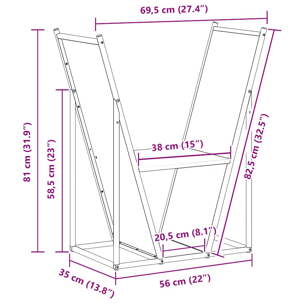 Brennholzregal 69,5X35X81 Cm Kaltgewalzter Stahl