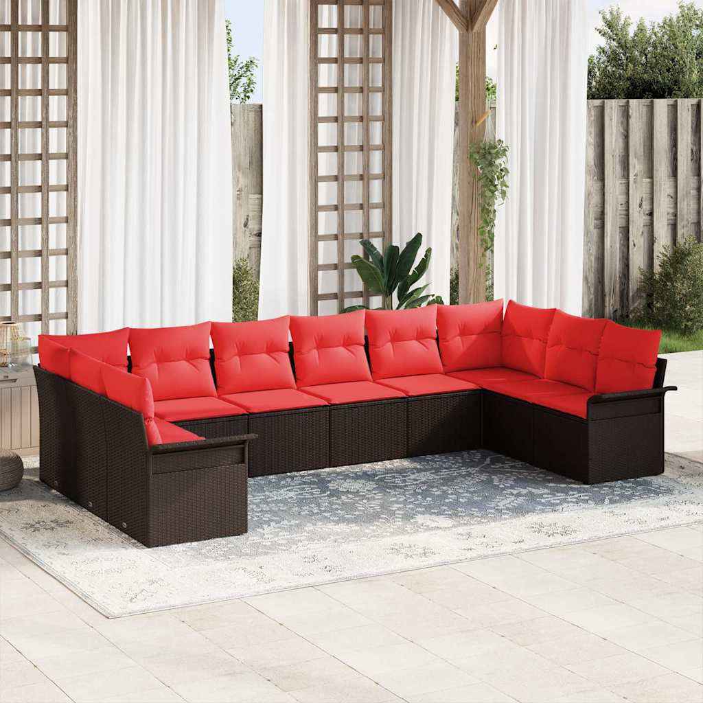 Gartensofa-Set Mit Kissen 11 Pcs Poly-Rattan