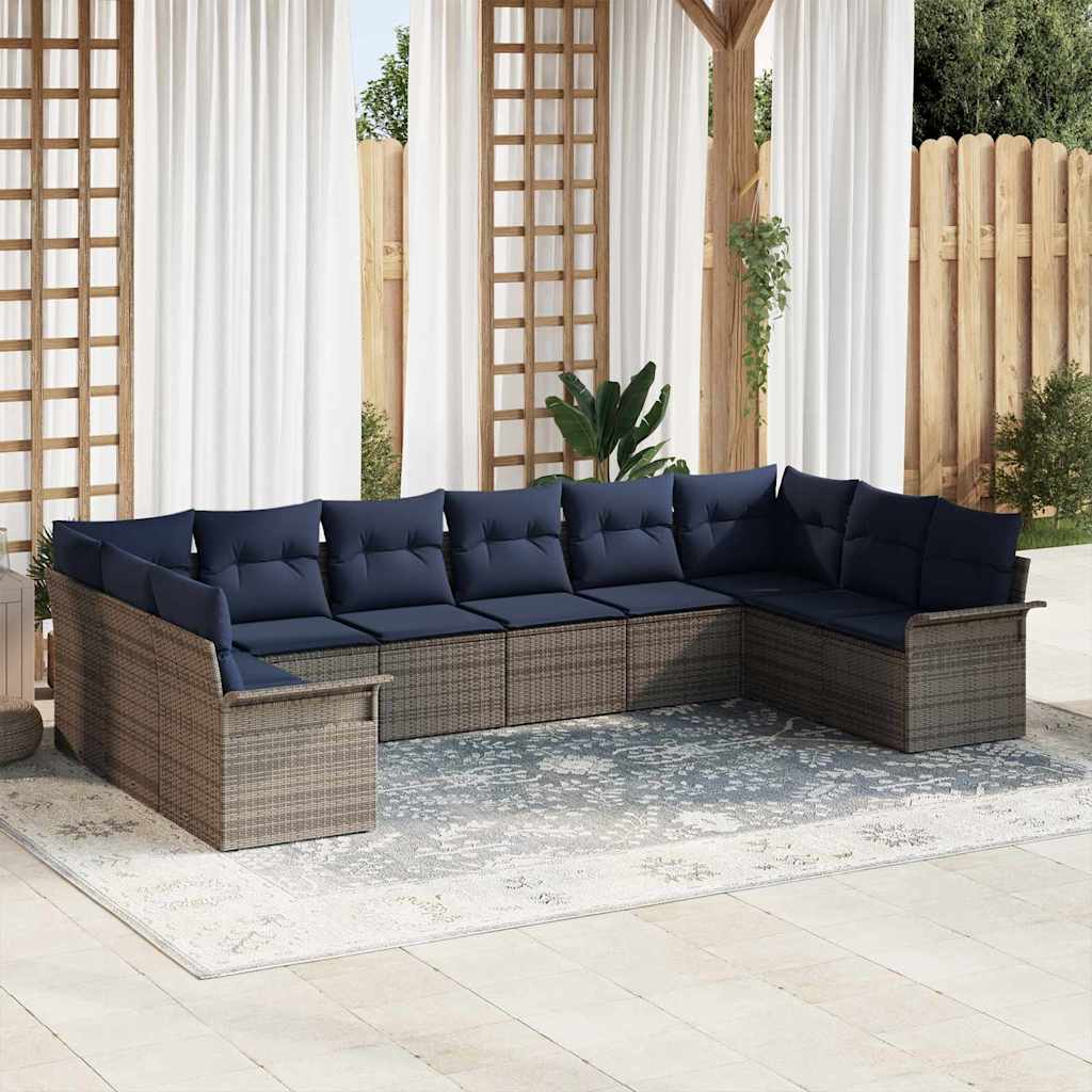 Gartensofa-Set Mit Kissen 11 Pcs Poly-Rattan