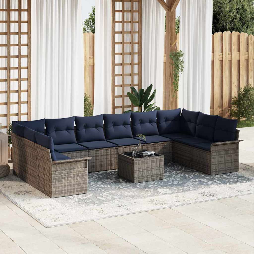 Gartensofa-Set Mit Kissen 11 Pcs Poly-Rattan