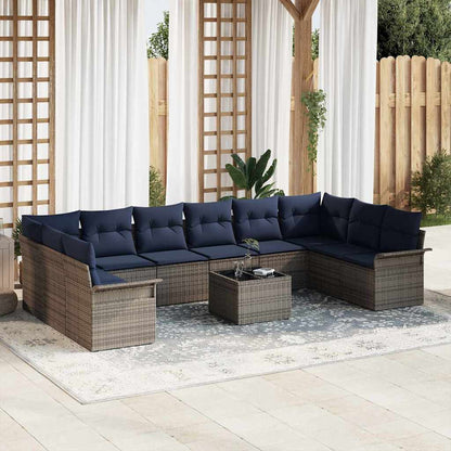Gartensofa-Set Mit Kissen 11 Pcs Poly-Rattan