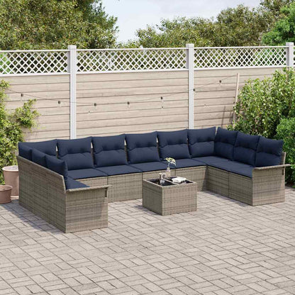 Gartensofa-Set Mit Kissen 11 Pcs Poly-Rattan