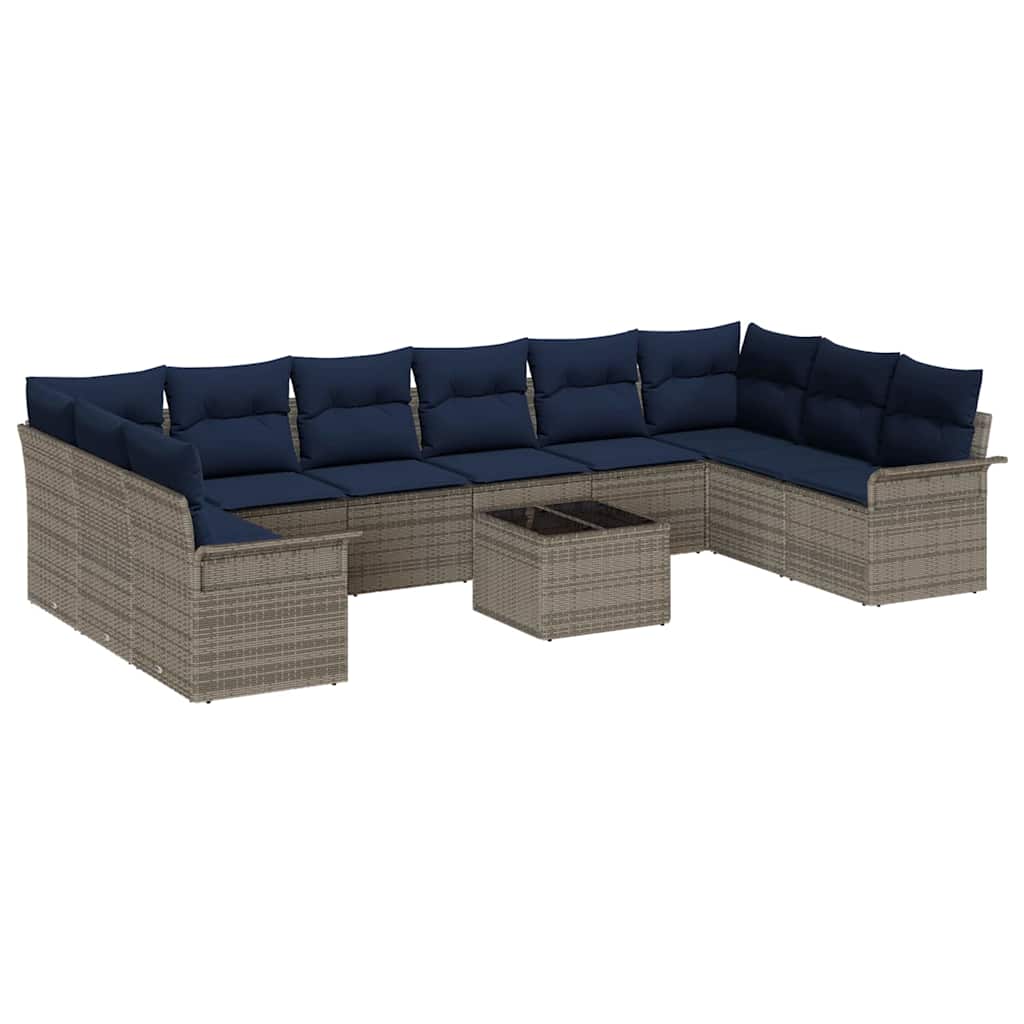 Gartensofa-Set Mit Kissen 11 Pcs Poly-Rattan