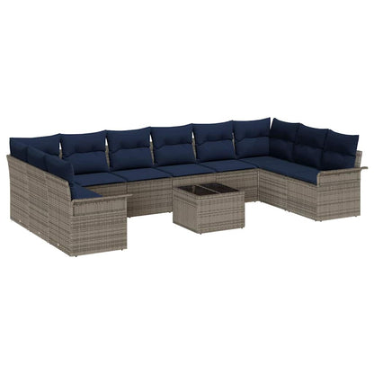 Gartensofa-Set Mit Kissen 11 Pcs Poly-Rattan