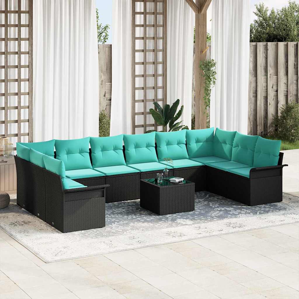 Gartensofa-Set Mit Kissen 11 Pcs Poly-Rattan