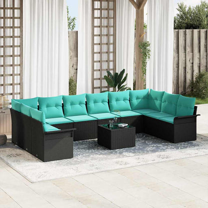 Gartensofa-Set Mit Kissen 11 Pcs Poly-Rattan