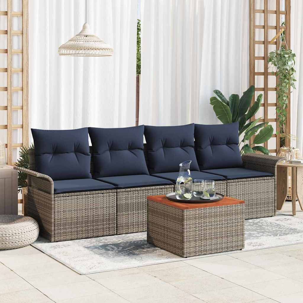 Gartensofa-Set Mit Kissen 5 Pcs Poly-Rattan