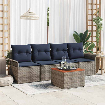 Gartensofa-Set Mit Kissen 5 Pcs Poly-Rattan