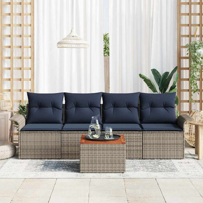 Gartensofa-Set Mit Kissen 5 Pcs Poly-Rattan