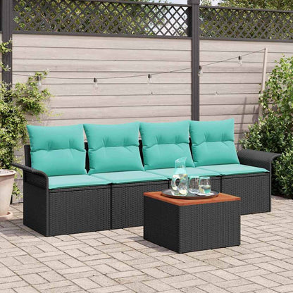 Gartensofa-Set Mit Kissen 5 Pcs Poly-Rattan