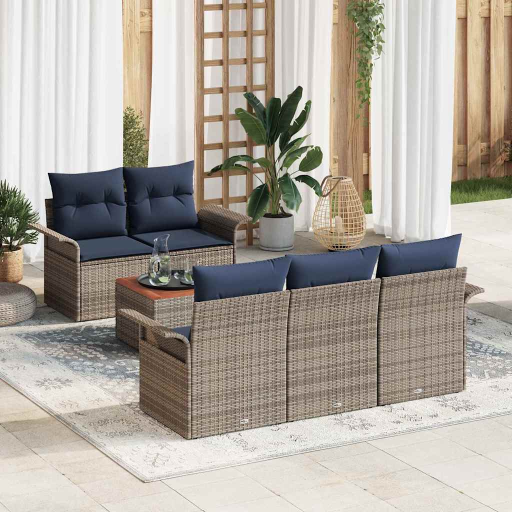 Gartensofa-Set Mit Kissen 6 Pcs Poly-Rattan