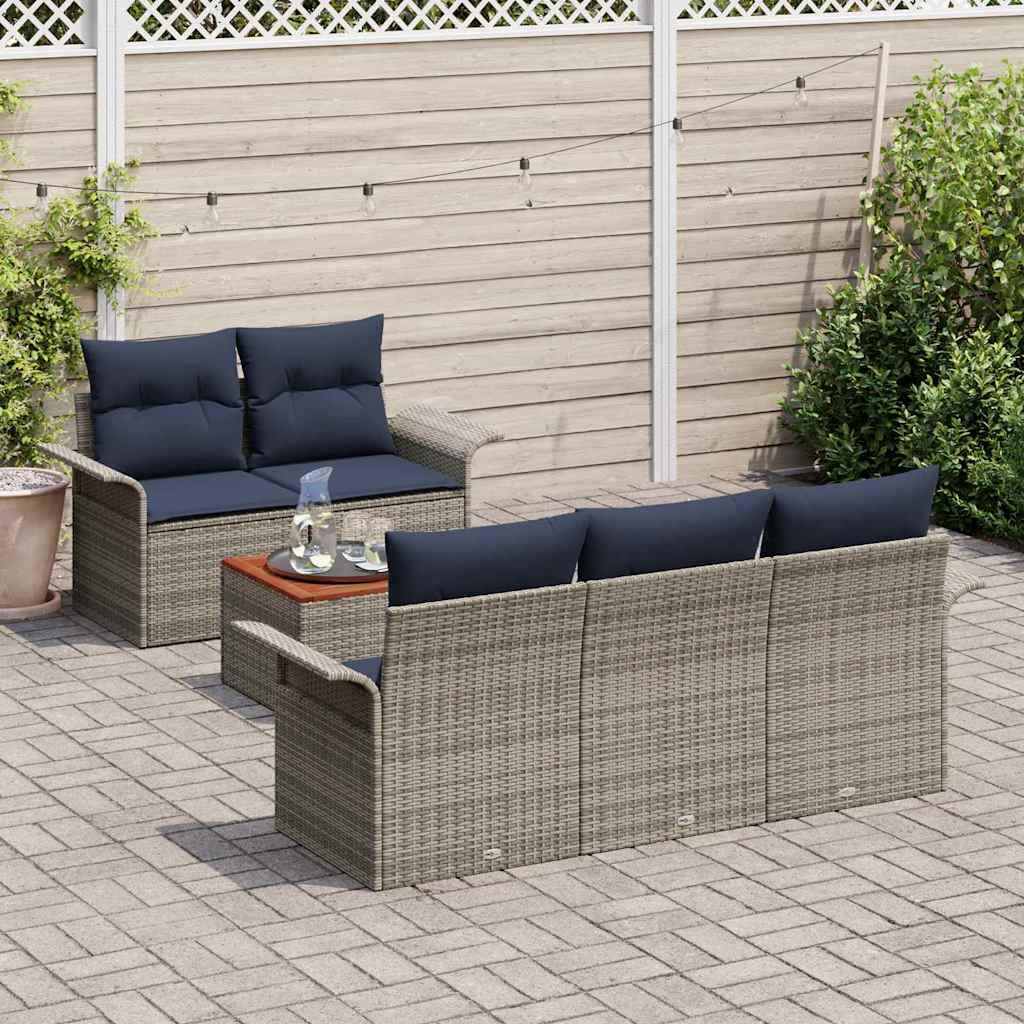Gartensofa-Set Mit Kissen 6 Pcs Poly-Rattan