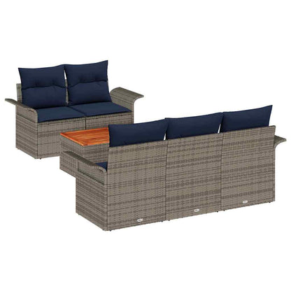 Gartensofa-Set Mit Kissen 6 Pcs Poly-Rattan