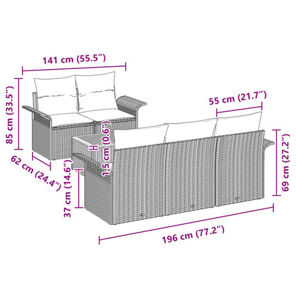 Gartensofa-Set Mit Kissen 6 Pcs Poly-Rattan
